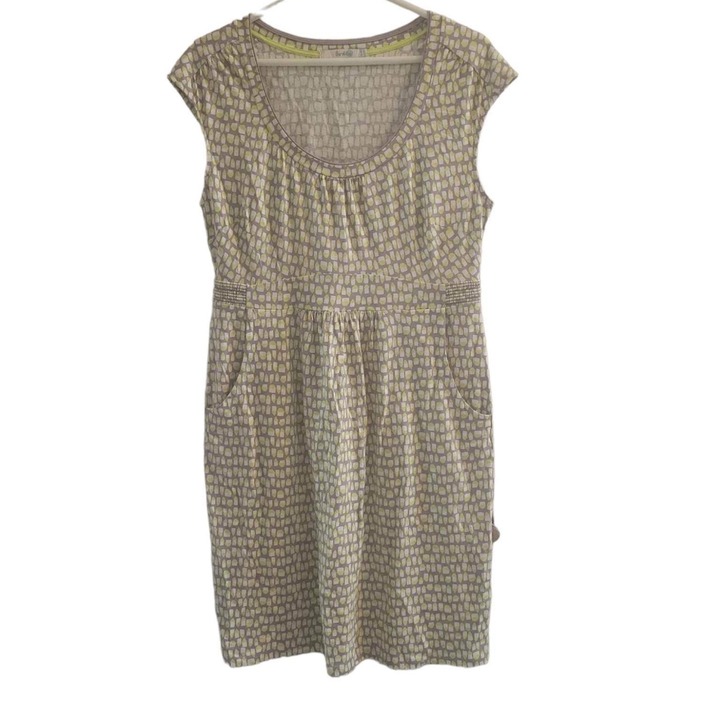 Boden Printed Weekend Jersey Cap Sleeve Scoop Neck Dress Size 10